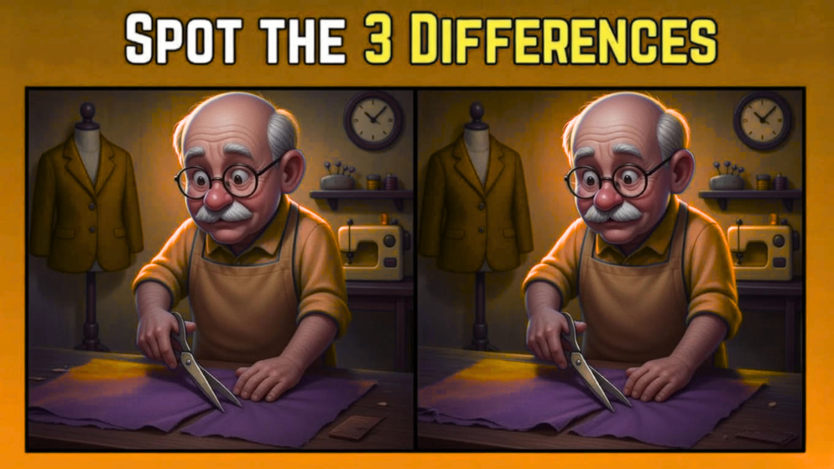 3 Hidden Differences in the Tailor Cutting Cloth Image