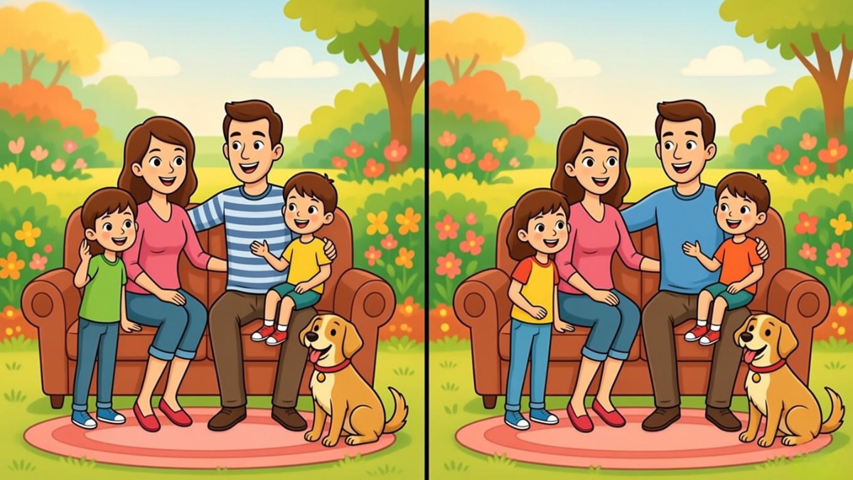 spot the difference challenge, family image puzzle
